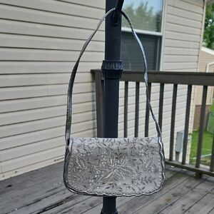 Stuart Weitzman Metallic Embroidered Shoulder Bag